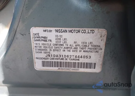 2002 Nissan Maxima Gle из США, поврежденный, VIN JN1DA31D62T444053